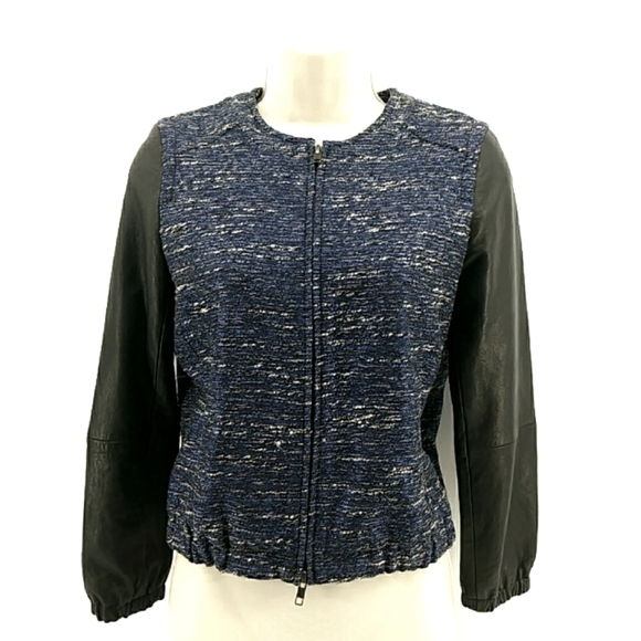 Madewell Leather Shimmerweave Bomber Jacket XS Moto Biker New Years Metallic - Picture 3 of 16